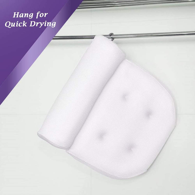 [Australia] - Bath Pillow Bathtub Pillow with Upgraded Non-slip Suction Cups, Extra Thick Spa Bathtub Cushion for Head, Neck, Back and Shoulder Support, Fits Jacuzzi & Hot Tubs (White) White 