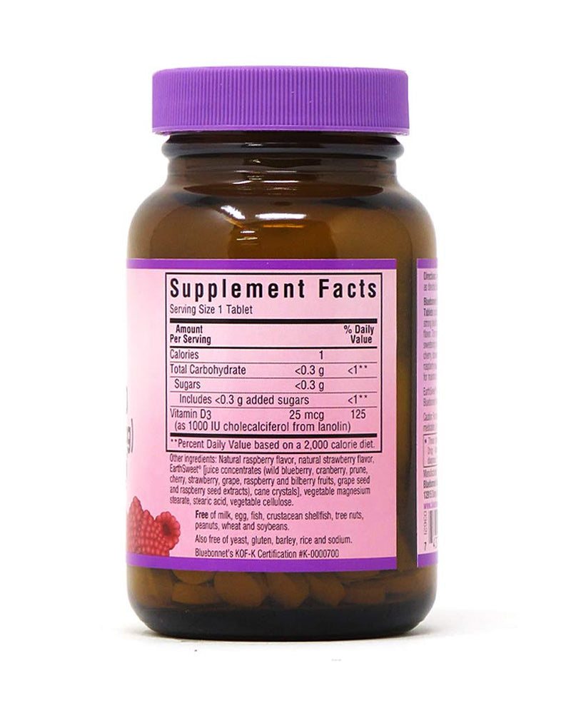 [Australia] - BlueBonnet Nutrition Earth Sweet Vitamin D3 1000 IU Chewable Tablets, Raspberry, 90 Count 