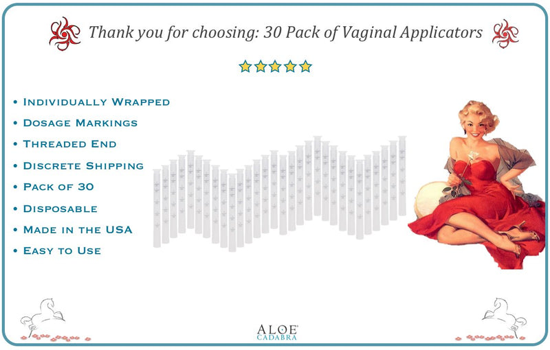 [Australia] - Extra Disposable Vaginal Applicators (30 pack) Individually Wrapped, Fits Threaded Vaginal Creams and Contraceptive Gels 