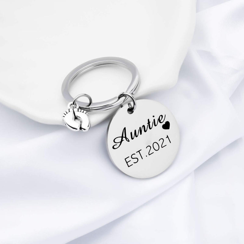 [Australia] - BNQL New Auntie Gifts Keychain Auntie EST.2021 Keychain Auntie Jewelry Gifts for New Auntie First Time Auntie Gifts 