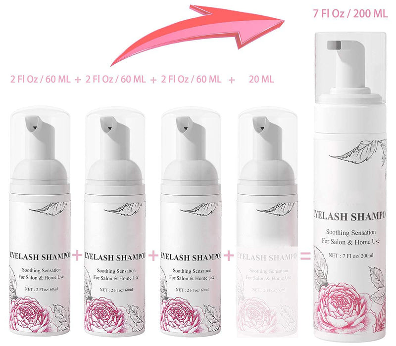 [Australia] - Eyelash Extension Shampoo & Brush + Mascara Wand,Eyelash Shampoo Foaming Cleanser for Professional Salon and Home Care,Wash for Extensions and Natural Lashes, Nourishing FormulaÔºà200ml/7fl.ozÔºâ 