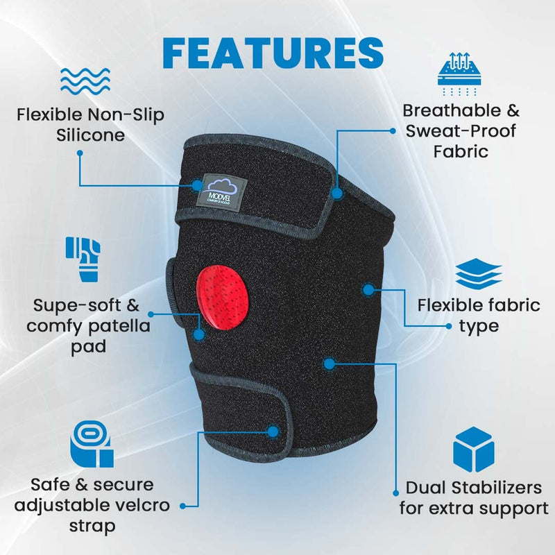 [Australia] - MODVEL Knee Brace with Side Stabilizers | FSA or HSA eligible | Patella Gel Pads Knee Support Braces for Knee Pain, Meniscus Tear,ACL,MCL,Arthritis, Joint Pain Relief,Injury Recovery-4 Sizes. Black XX-Large 