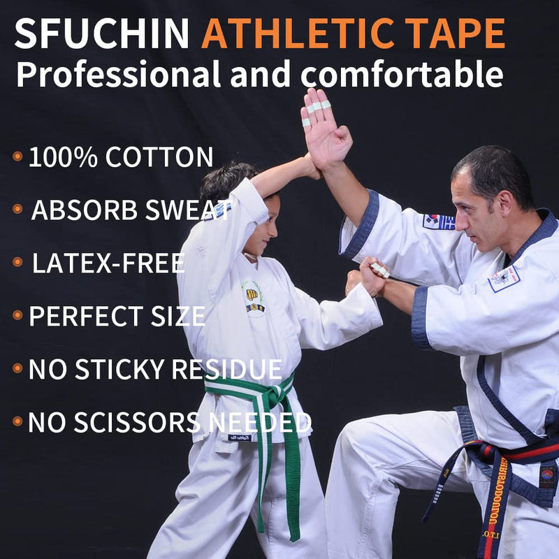 [Australia] - White Athletic Tape (6 Pack 0.5" 10 Yards) - Finger Tape - Medical Tape - Foot Tape - No Sticky Residue & Easy to Tear - for Rock Climbing, Jiu-Jitsu, Grappling, Martial Arts, Hockey Stick, Lifters 0.5 Inch (Pack of 6) 