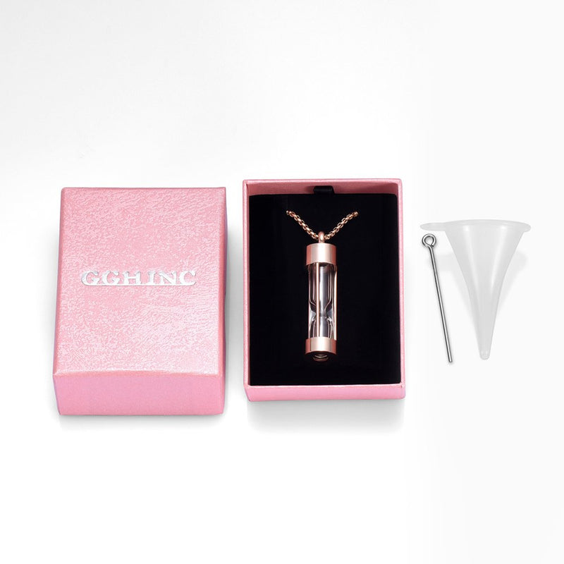 [Australia] - Oinsi Eternity Memory Hourglass Urn Necklace Cremation Jewelry Pendants for Women Men +Gift Box+Fill Kits Rose Gold 