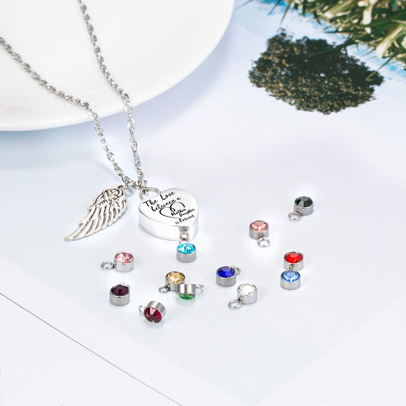 [Australia] - Glimkis The love between a Mother and Daughter is forever Cremation Memorial Ashes Pendant urn necklace Cremation Jewelry Mother & Daughter+12pc Birthstones 