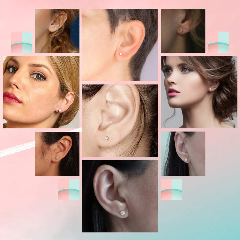 [Australia] - Sterling Silver Stud Earrings for Women Men Girls- 3 Pairs of Tiny Round Cubic Zirconia Earrings CZ Small Cartilage Tragus Earrings(2mm/3mm/4mm) 2mm*3 Pairs 