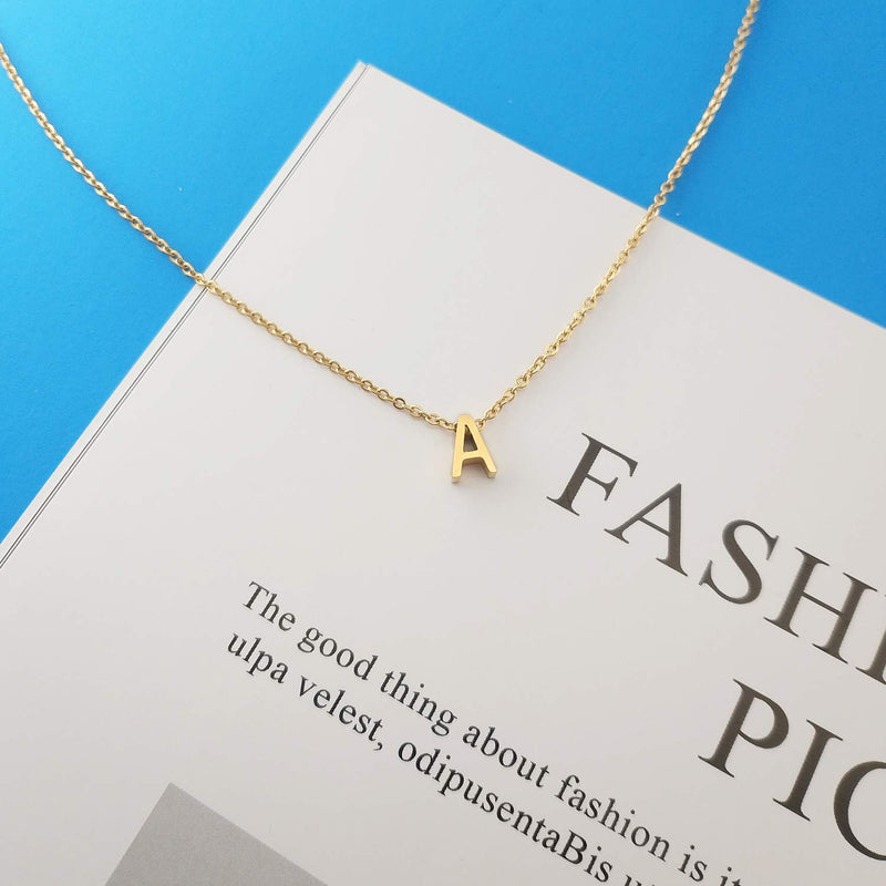 [Australia] - MOMOL Tiny Initial Necklace, 18K Gold Plated Stainless Steel Initial Necklace Dainty Personalized Letter Necklace Minimalist Delicate Small Monogram Name Necklace for Women Girls A 