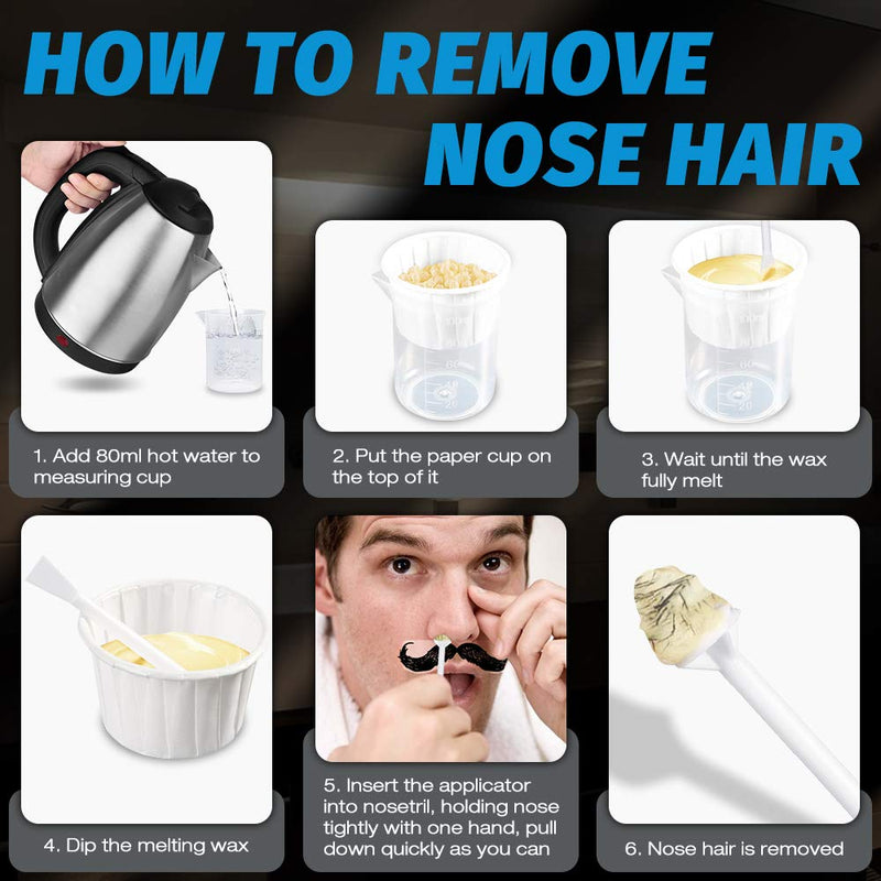 [Australia] - Nose Waxing kit, 100g Nose Hair Removal Wax for Men & Women, Painless Depilatory Wax Beans Ear Hair Removal for Men Nose with 20 Wax Sticks Applicators, Over 20 Times Usage 