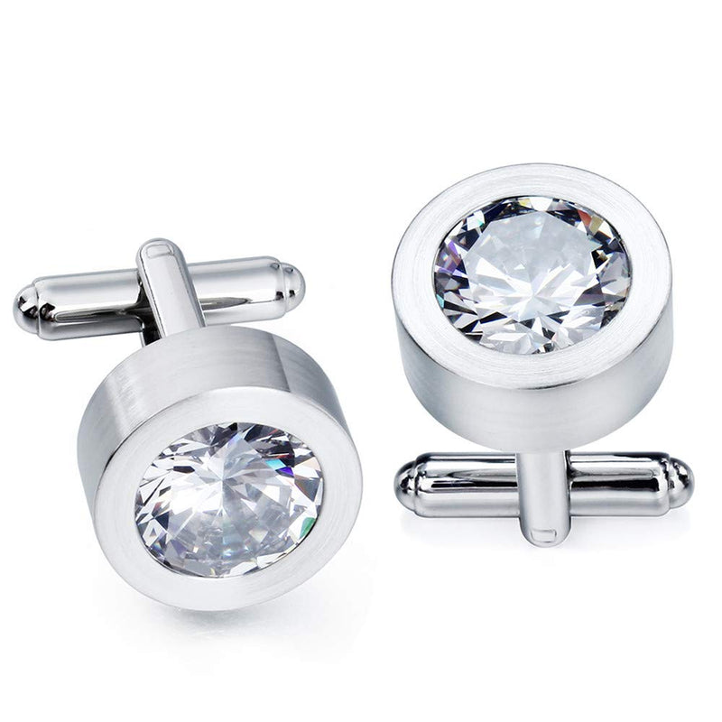 [Australia] - AMITER Removeable Crystal Cufflinks with Four Changeable Zircon Colors for Men's Wedding silver 