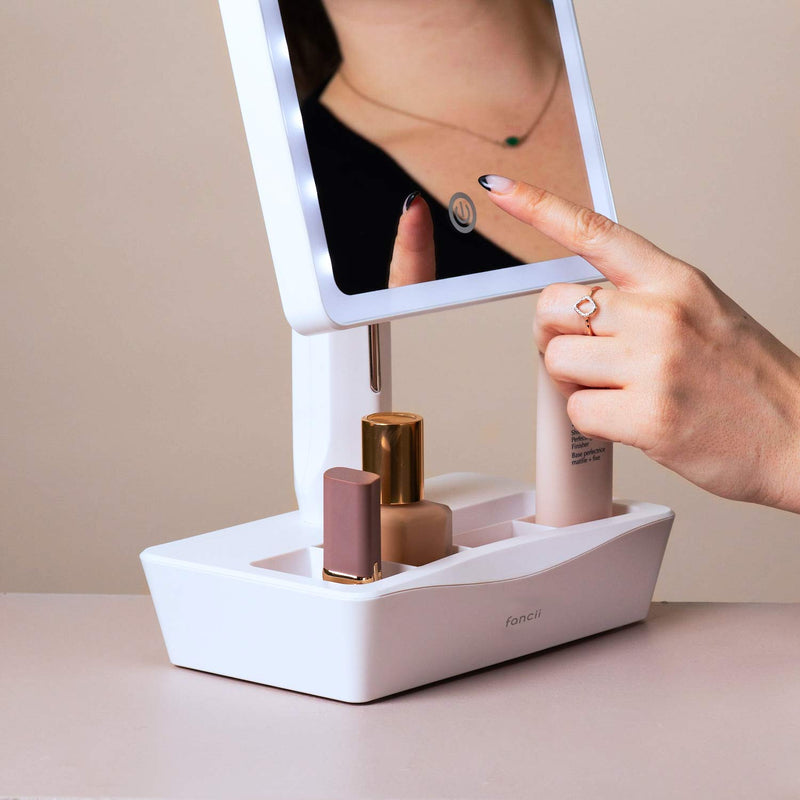 [Australia] - Fancii LED Lighted XL Large Vanity Makeup Mirror with 10X Magnifying Mirror - Dimmable Natural Light, Touch Screen, Dual Power, Adjustable Stand with Cosmetic Organiser (Gala) 