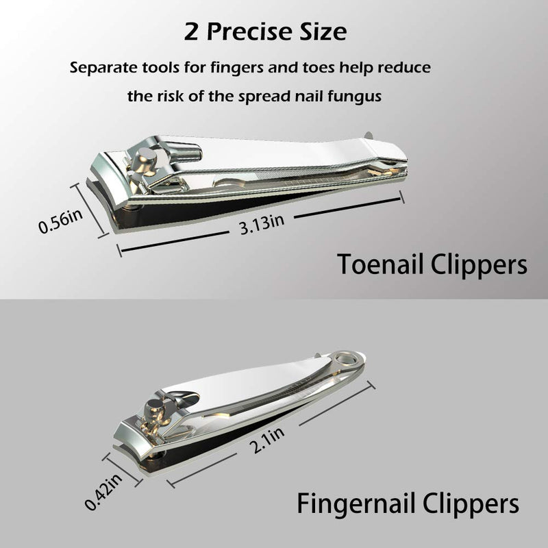 [Australia] - Nail Clipper Set,Premium Stainless Steel Fingernail and Toenail Clipper Cutters, Fingernail Clipper Cutters Sets with Nail File Sharp,Effortless Stainless Steel Nail Clippers for Men & Women Large and Small 