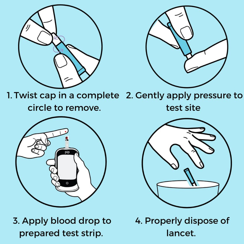 [Australia] - Pip 100 Lancets | All-in-One 30G-1.0mm Diabetes Safety Lancets | Ultra-Sensitive Fingerstick Testing for Blood Sugar & Ketone Monitors 