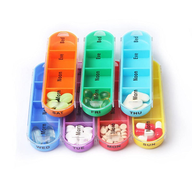 [Australia] - Tiardey 7 Day Pill Box 4 Times a Day,Weekly Medication Reminder Box Includes Orange Leather PU Carrying Case 