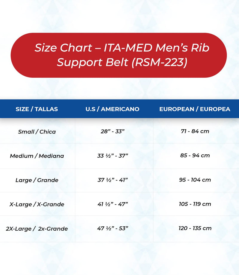 [Australia] - ITA-MED Breathable Elastic Rib Support Belt/Wrap for Men, Provides Support & Compression, Made In USA, Medium 