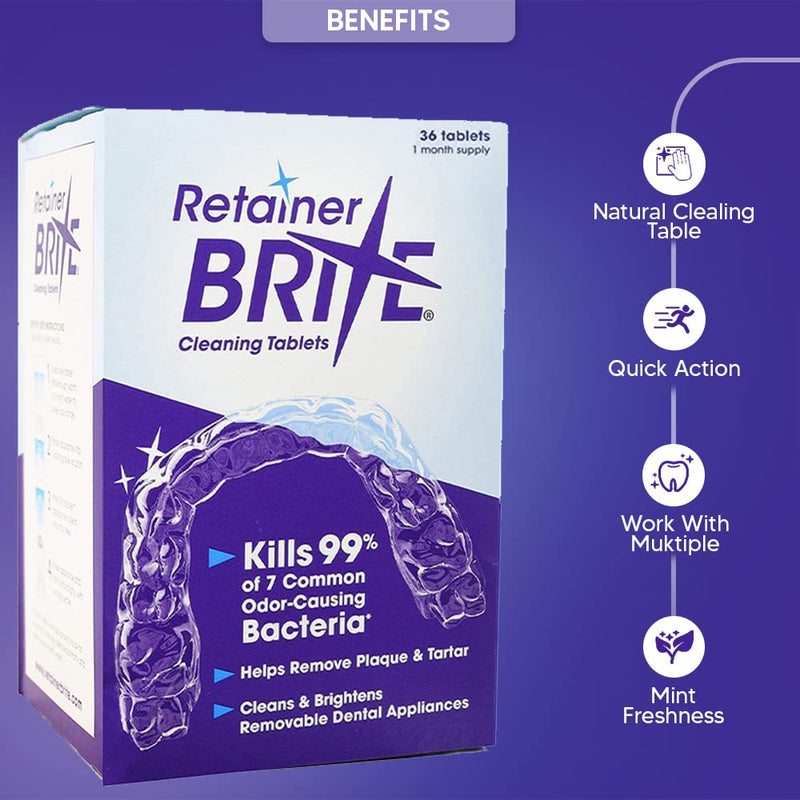 [Australia] - FIRST CHOICE KAYA Retainer Brite Cleaning Tablets Cleaner Tablets for Plaque, Tartar, Invisalign, Mouth Guard, Dentures & Orthodontic Appliances Sold by Kaya LTD (36) 36 