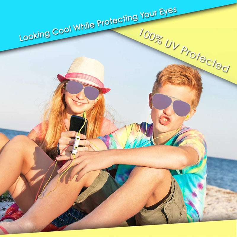 [Australia] - Aviator Sunglasses for Teen Girls & Boys, Small Face Women & Men Shades | Mirrored Lenses, UV Protection Rose 