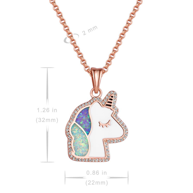 [Australia] - Karseer Unicorn Crescent Moon Pendant Necklace Rainbow Crystal and Glitter Opal Dream Star Series Magic Necklaces Jewelry Christmas New Year Gift for Women Girls Kids 18K Rose Gold Plated 