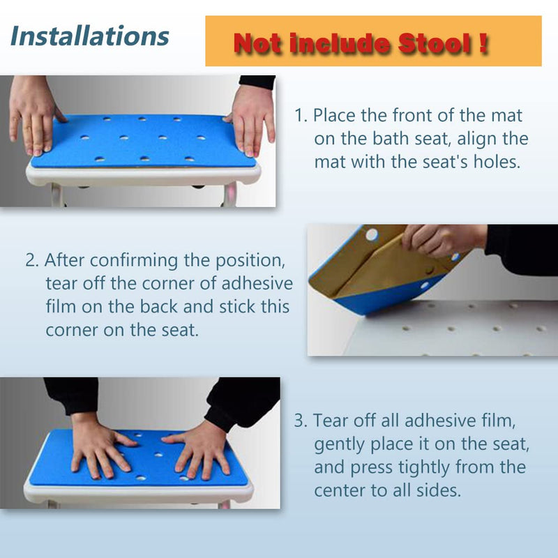 [Australia] - Bath Chair Seat Mat - Elderly Shower Bench Cushion Non-Slip EVA Foam Pad with Adhesive for Disabled Handicap Senior, Curved 