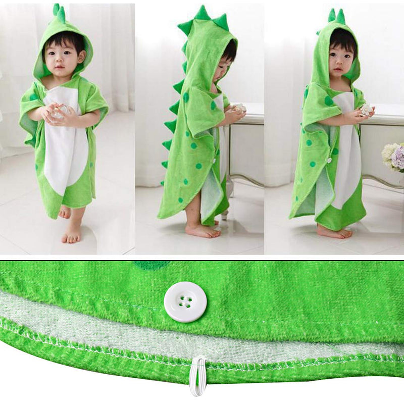 [Australia] - nuosen Hooded Baby Towels, Cotton Dinosaur Pattern Cute Bath Towel Kids Robe Beach Swimming Hooded Poncho for Babies Boys Girls(Green) 