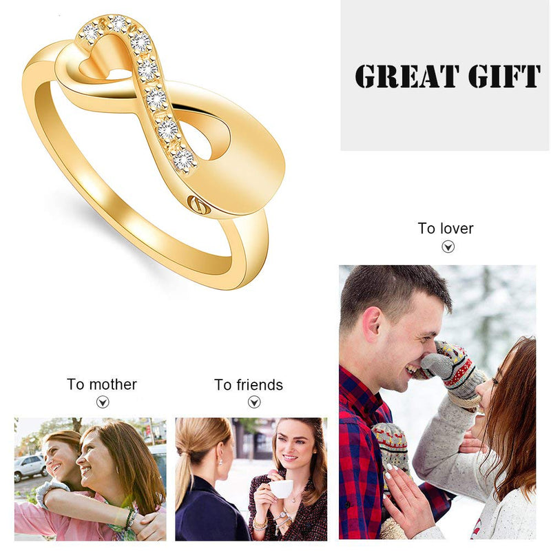 [Australia] - XSMZB Cremation Ring for Ashes Crystal Infinity Ring Memorial Keepsake Urn Ring Holder Ash for Pet/Human Urn Ring for Women Gold 8 