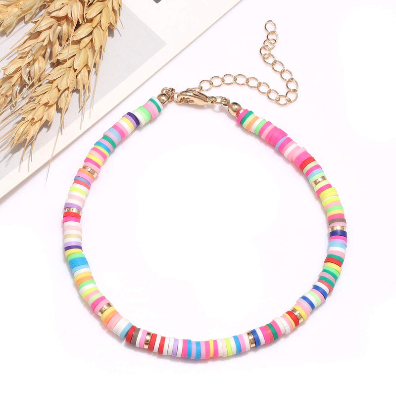 [Australia] - XOCARTIGE Heishi Bead Anklets for Women Rainbow Seed Bead African Vinyl Disc Beads Ankle Bracelets Letter Love Hope Anklets Delicate Summer Beach Star Anklets Set for Girls Style B -- HOPE 
