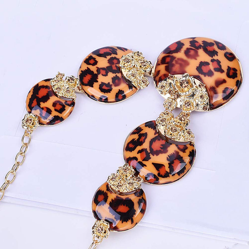 [Australia] - Fenni Vintage Leopard Print Round Pendant Choker Necklace and Earrings Sets Costume Jewelry for Women Bridal 