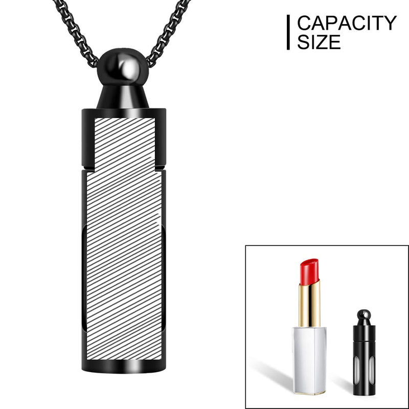 [Australia] - abooxiu Glass Container Tube Urn Necklaces for Ashes Stainless Steel Cremation Jewelry Memorial Pendant Keepsake - Customize Available Black 