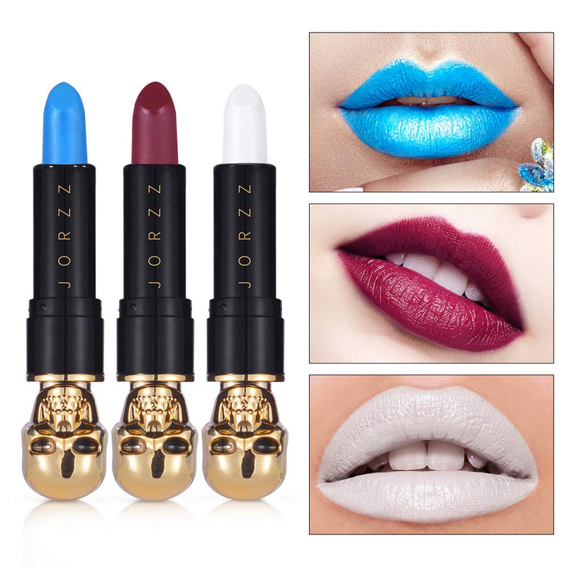 [Australia] - Ibcccndc Cosplay Matte Lipstick Vegan Cruelty Free Skull-Shaped Makeup Vampire Witch Punk Party (3Pcs) 