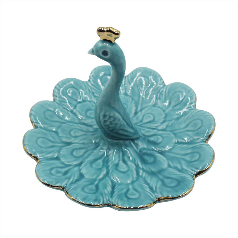 [Australia] - mossty Peacock Jewelry Tray Bathroom Ring Holder Porcelain Trinket Organizer Earrings Storage Case Gift for Birthday Christmas Wedding 