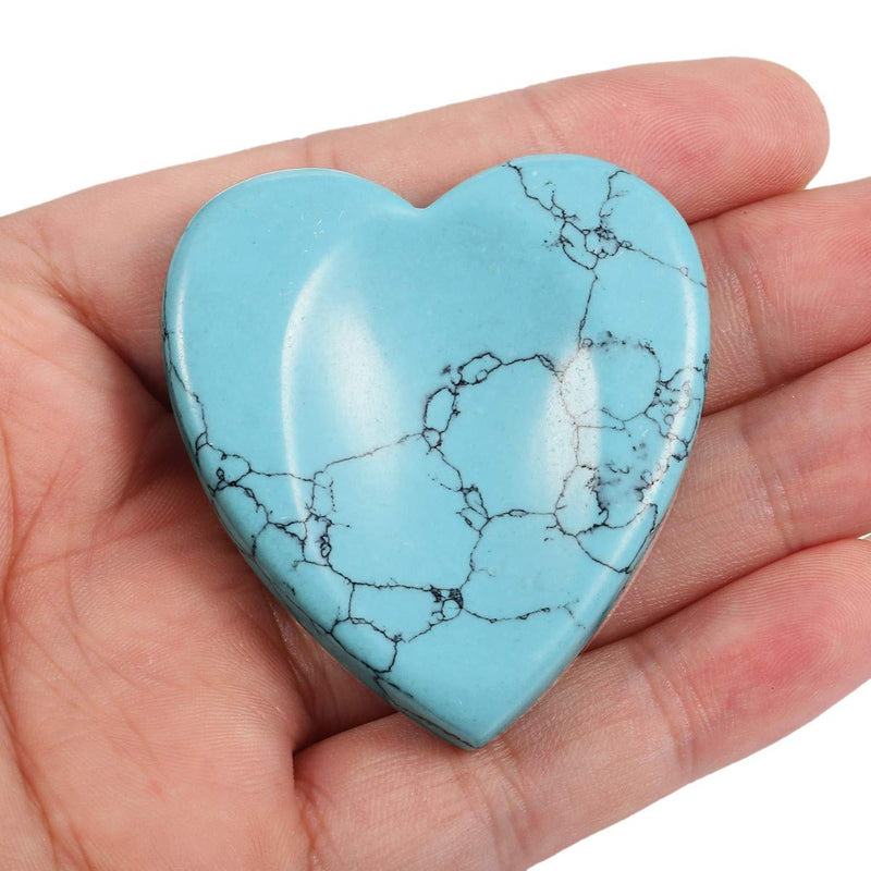 [Australia] - Nupuyai Thumb Worry Stone, Healing Crystal Pocket Palm Stone for Reiki Anxiety Stress Relief #01-blue/Howlite Turquoise/Heart 