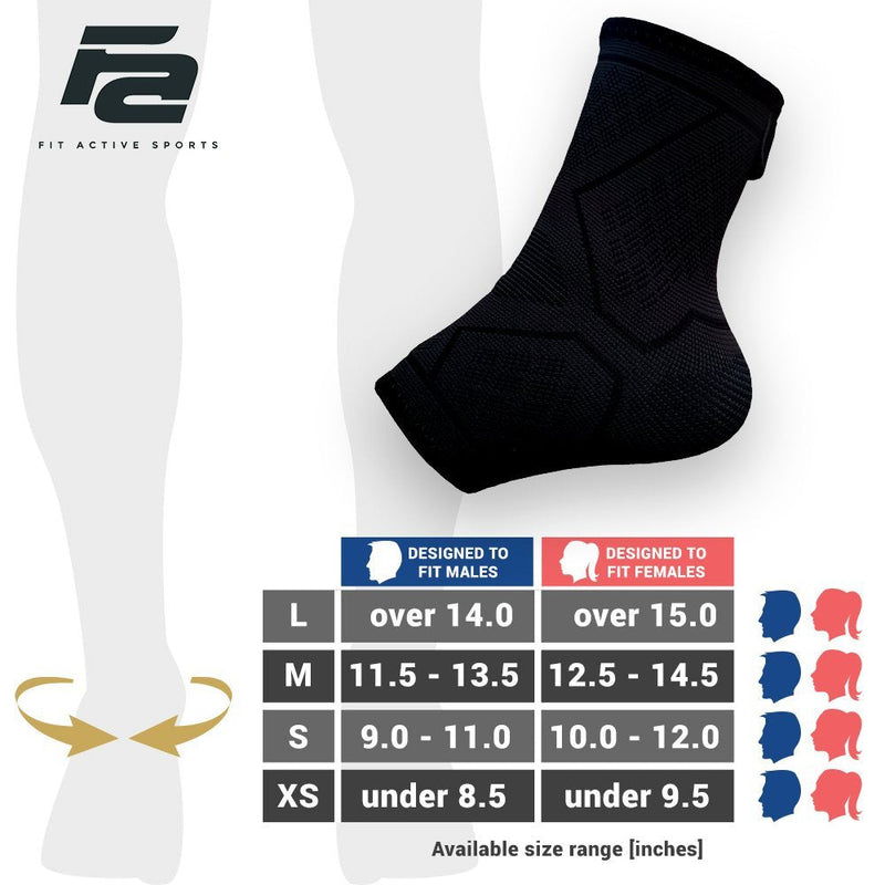 [Australia] - Fit Active Ankle Brace Support Sock for Men & Women | Compression Sleeve for Pain Relief, Plantar Fasciitis, Achilles Tendon Support, and Sprains Black Small 