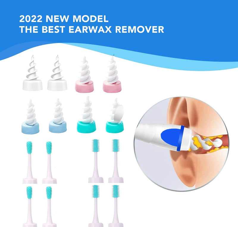 [Australia] - Earwax Remover Soft Silicone Ear Cleaning Tool Earwax Removal Tool with 4 Brush Head and 4 q Grips Tips + 4PCS Metal Ear Picker Set, Safe and Effective to Remove Ear Wax for Adults Black 