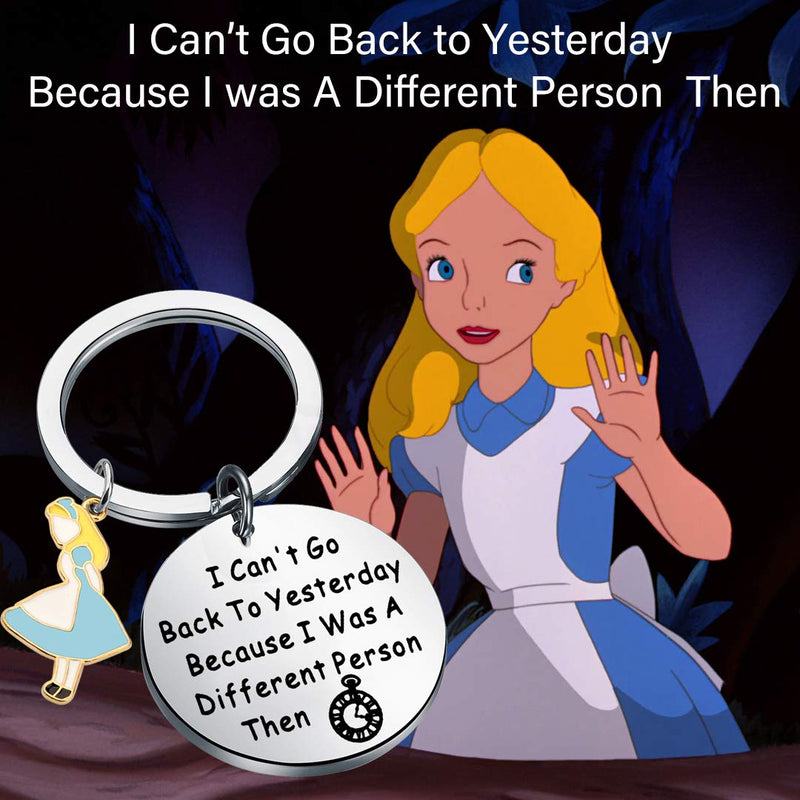 [Australia] - FOTAP Alice Gift I Can't Go Back to Yesterday Because I was A Different Person Then Keychain Alice in Wonderland Gift Wonderland Keychain Quotes About Life. person keychain 