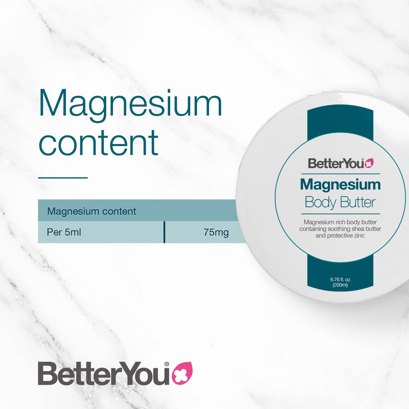 [Australia] - BetterYou Magnesium Skin Body Butter | Pure, Clean and Natural Source Of Magnesium Chloride |Soothing Shea Butter And Zinc Formulation | Palm-Oil Free | 200ml 