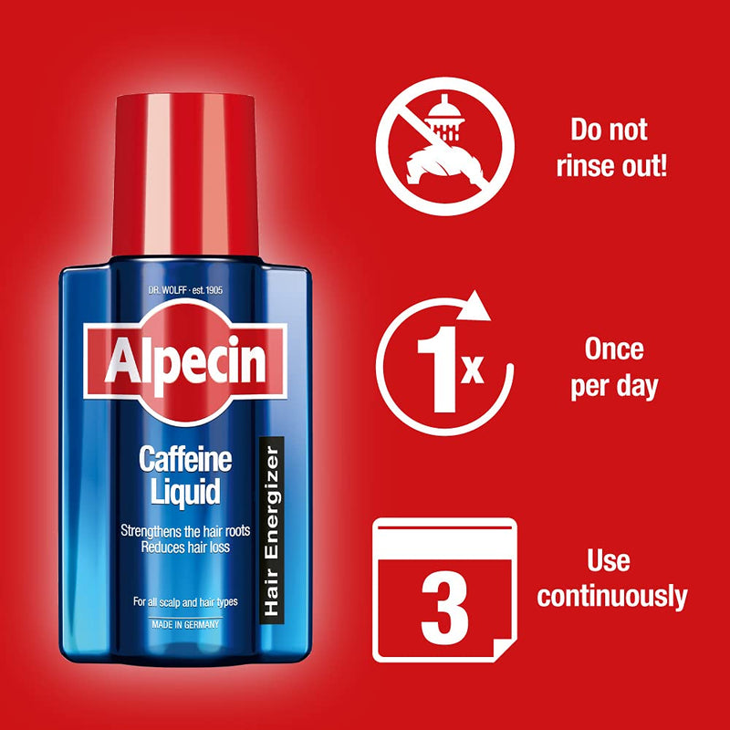 [Australia] - Alpecin Caffeine Liquid Hair Tonic 3x 200ml | Prevents and Reduces Hair Loss | Natural Hair Growth for Men | Energizer for Strong Hair | Hair Care for Men Made in Germany 