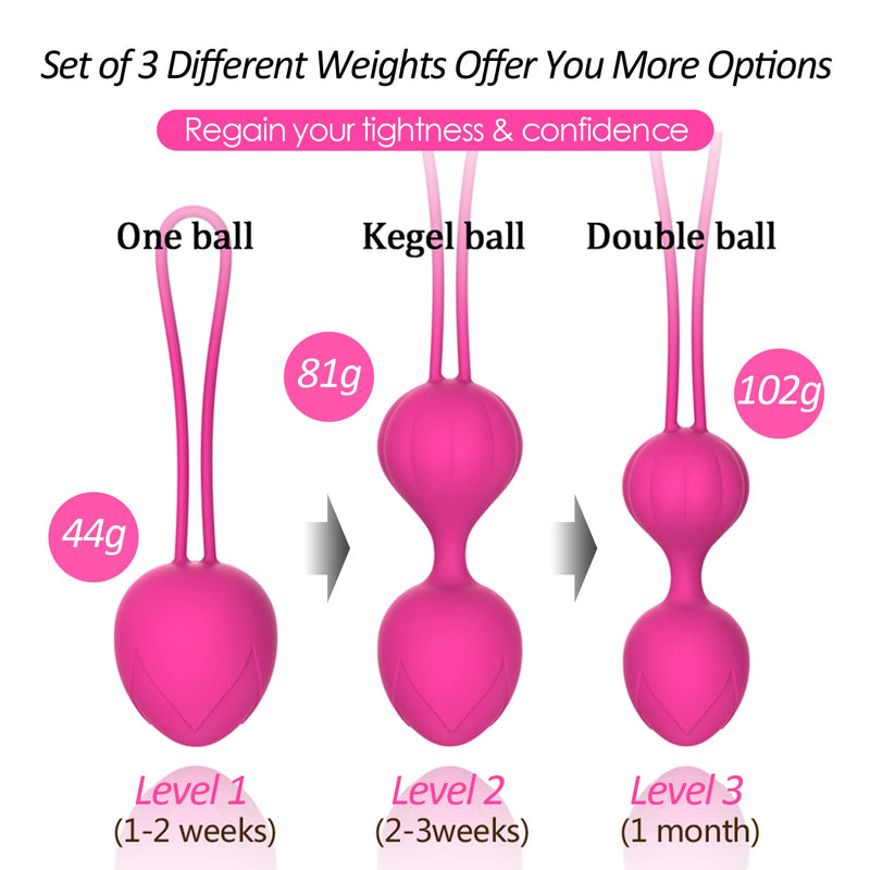 [Australia] - Kegel Exerciser Balls - Kegel Balls for Female,Doctor Recommended:for Pelvic Floor Tightening & Strengthen Bladder Control & Prevent Prolapse - Set of 3 forBeginners to Advanced (Rose) 