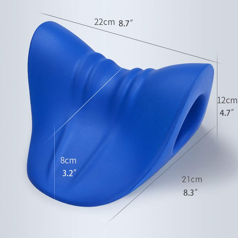 [Australia] - Neck and Shoulder Relaxer, Cervical Traction Device for TMJ Pain Relief and Cervical Spine Alignment, Chiropractic Pillow Neck Stretcher O-shape Navy Blue 8.6 X 8.3 X 5 Inch 