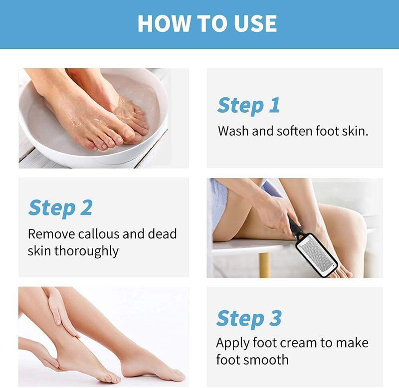 [Australia] - FOLAI Foot File Foot Pedicure Tool, Stainless Steel Foot File, Dead Skin Remover Foot Care Pedicure Tool for Cracked Feet, Make Foot Beauty and Extra Smooth(Black) Black 