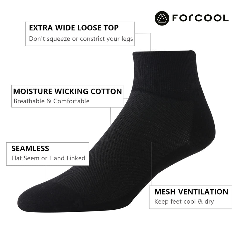 [Australia] - Forcool Non Binding Loose Top Seamless Ankle Low Cut Cotton Diabetic Socks for Men and Women, M/L/XL, 3/6 Pairs 6 Black&gray&white X-Large 
