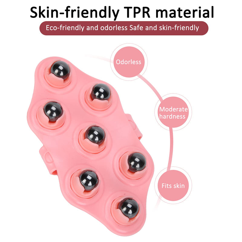 [Australia] - Palm Shaped Massage Glove Body Massager with 7 360-degree-roller Metal Roller Ball, Deep Tissue Massage Roller Glove for Neck Chest Foot Hamstrings Thighs 