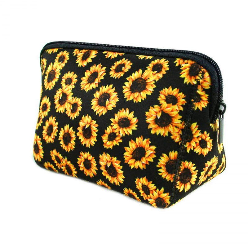 [Australia] - Baseball Print Makeup Bag Softball Travel Cosmetic Pouch Bag Waterproof Neoprene Bag with Zipper for Women, Girls, Travel, Teamates-sunflower sunflower 