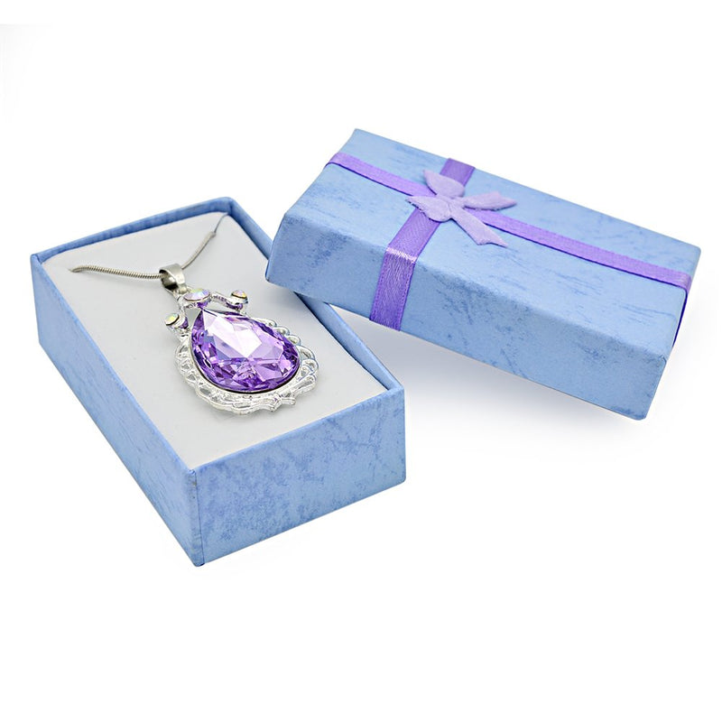 [Australia] - Vinjewelry Sofia Necklace Amulet Teardrop Amethyst Pendant Necklace Sofia Princess Costumes Jewelry for Little Girls 