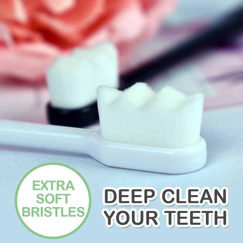 [Australia] - EasyHonor Extra Soft Toothbrush for Sensitive Gums, Micro-Nano Manual Toothbrush with 20000 Soft Floss Bristles 6 Packs(White bristles) 6 packs(white bristles) 