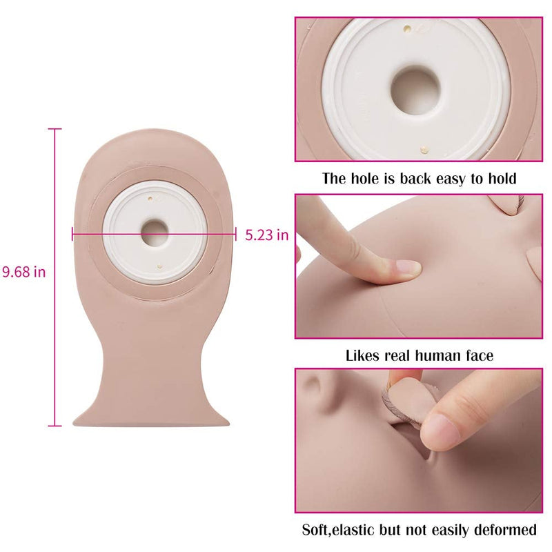 [Australia] - Eyelash Training Mannequin for Eyelash Extensions with 4 Pairs Replaced Eyelids Mannequin Head Soft-Touch Silicone Rubber Makeup Head Training Head with Removable Replacement Eyelids Light Coffee 