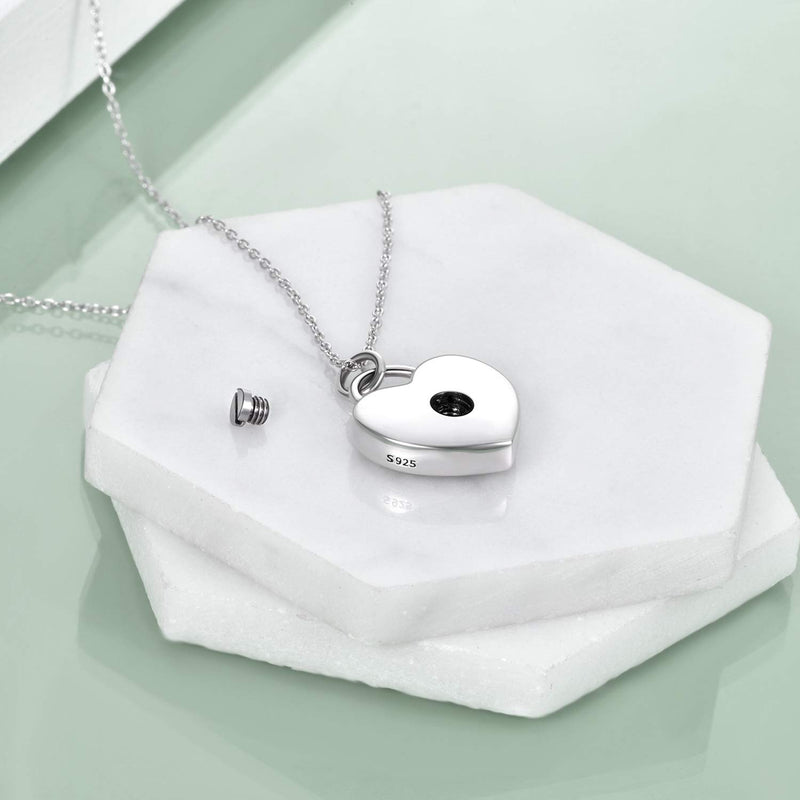 [Australia] - ONEFINITY Urn Necklaces for Ashes Sterling Silver Lock/Heart/Cat/Dog/Infinity Celtic Knot Cat/Dog/Lock/Heart Cremation Jewelry for Ashes Cremation Keepsake Gifts for Women Her Heart Lock 