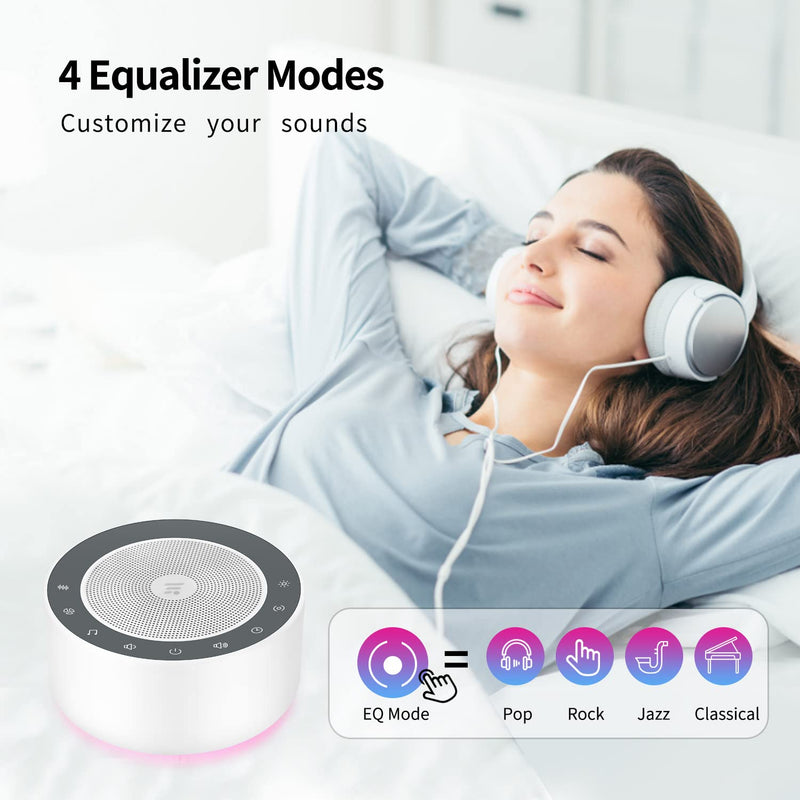 [Australia] - White Noise Machine with 30 High Fidelity Soundtracks, 7 Colors Night Lights, Full Touch Metal Grille and Buttons, Timer and Memory Features, Plug in, Sound Machine for Baby, Adults (White) White 