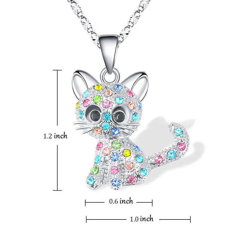 [Australia] - Lanqueen Kitty Cat Pendant Necklace Jewelry for Women Girls Cat Lover Gifts Daughter Loved Necklace 18+2.4 inch Chain A.color(new) 