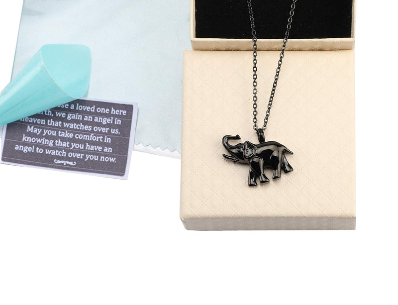 [Australia] - 7COLOR WINGS Cremation Urn Necklace for Ashes Urn Jewelry Memorial Pendant Keepsake Rhinestone Necklace Crystal Cute Elephant Pendant Memorial Jewelry Black 