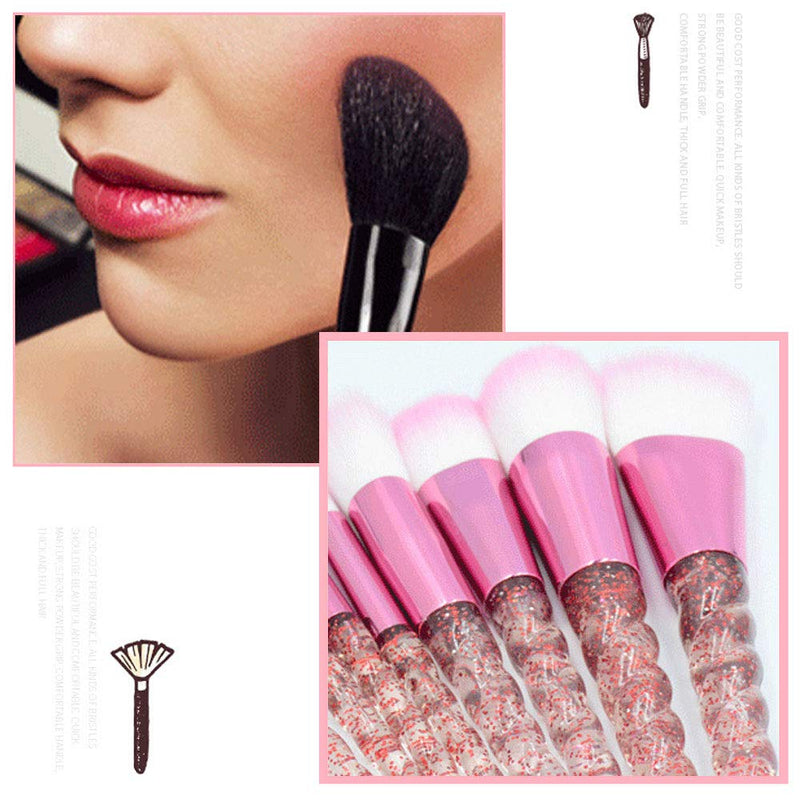 [Australia] - Girly Makeup Brushes Set, 10 PCS Crystal Transparent Handle Powder Foundation Brush Concealer Eye Shadow Eyeliner Eyebrow Brush for Girls Ideal Beauty Tool for Women (Pink) Pink 