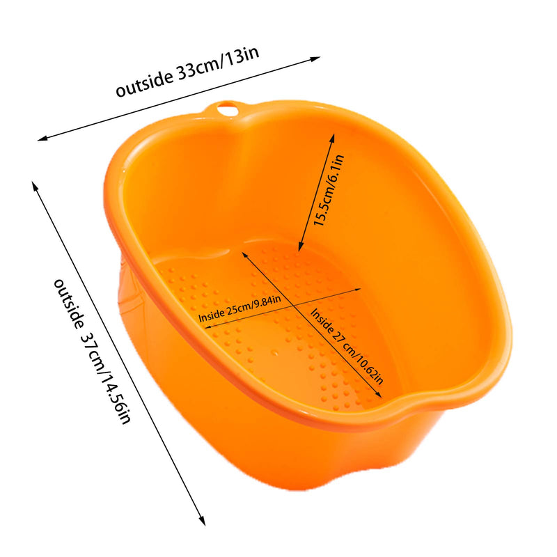 [Australia] - YOMIQIU Foot Soaking Bath Basin, Large Plastic Foot Soak Tub Foot Bucket, Pedicure Spa Bowl for Foot Massage at Home, Callus, Fungus, Dead Skin Remover (Fits to a Men's Size 11) (Orange) Orange 